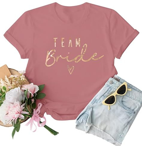 WOOD MEETS COLOR Junqgesellenabs chied, Maglietta da Donna, Maglietta da Damigella d'Onore (S-2XL), Rose Gold Bride Rose, L