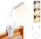 Diboniur Lampe de Bureau à Pince avec Adaptateur USB, Lampe de Lecture LED Rechargeable, 360° Flexible, 3 Couleur et Intensité Réglables pour Étude et Travail