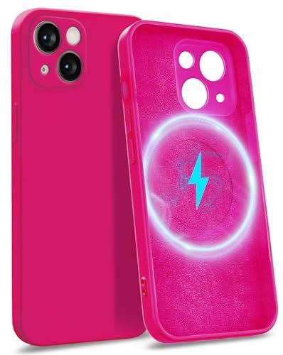 MyGadget Coque pour iPhone 13 [ Compatible avec MagSafe - Quadruple Protection ] - Case Rigide avec Doublure Microfibre & Protection Caméra - Cover Rose Magenta