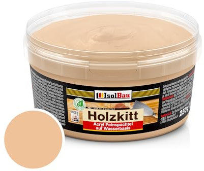 Isolbau - Holz-Spachtelmasse 250 g - Holzspachtel Holzkitt Außen und Innen - Holz-Reparaturspachtel - Holzreparaturmasse - Holz-Fertigspachtel - Schnelltrocknend - Erle (Nr. 17)