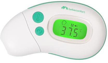 Bebeconfort Multifunzione, 4 Funzioni in 1, 0+ Mesi, Contactless, Tecnologia a Infrarossi, Indicatore di Febbre, Intelligente e Intuitivo, Compatto e Portatile, Green