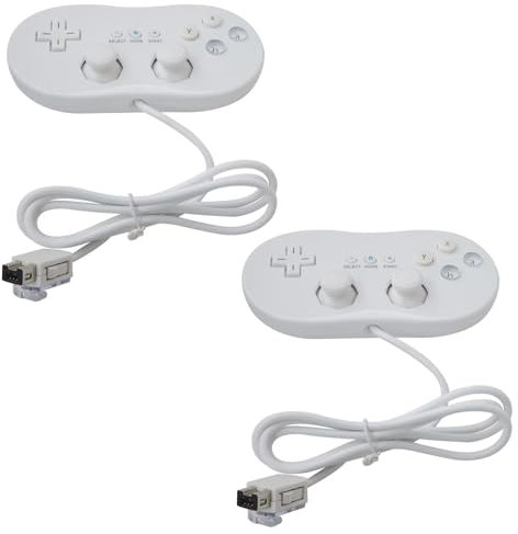 SUNJCO White Wired Classic Gamepad Controller Joypad for Nintendo Wii/Wii U Remote, 2 Pack