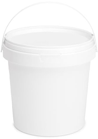 Garronda Seau en Plastique Blanc 1 litres avec Couvercle - pour Le Stockage de Produits Alimentaires et Chimiques - en Polypropylène - Lot de 1 - GD-0112