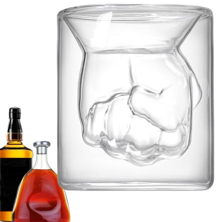 Générique Double-walled glasses, Fist Type Glasses, Clear Small Shot for Whiskey, Tequila, and Vodka, Creative Glassware Cups, Ideal for Milk and Other Beverages