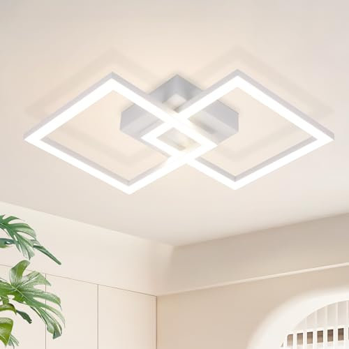 ZMH Deckenlampe LED Deckenleuchte Flur - Flurlampe Modern Design Weiß Naturweiß 4000K Schlafzimmerlampe 47CM Eckig Küchenlampe 24W Deckebeleuchtung für Schlafzimmer Wohnzimmer Küche Büro