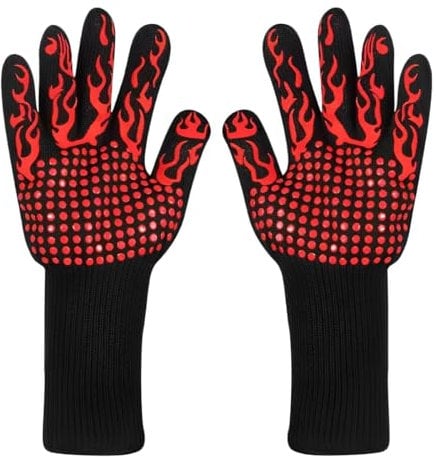 IKOPFLN Guanti da Barbecue Resistenti al Calore Fino a 800°C, Silicone Antiscivolo, Guanti per Griglia, Forno, Camino, Cottura, BBQ Infiammabili, Regalo Perfetto