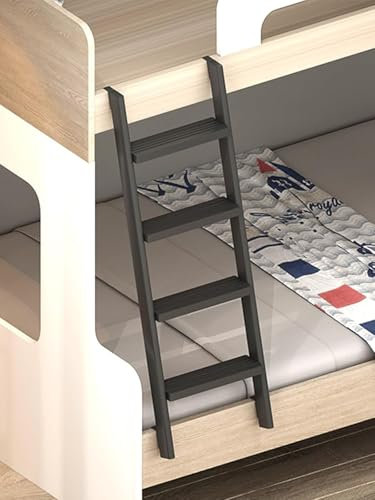AVLLSO Schwarze Metall-Leiter höhenverstellbar (114-183cm) - Stabile Trittstufen für Wohnwagen/Studentenzimmer - rutschfeste Ausführung(1.4m/55.1/4.6ft)
