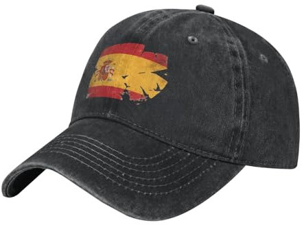 Gorra Clásica con Estampado, Denim Lavado Estilo Polo, De España Bandera Ajustable Y Transpirable, para Deportes Al Aire Libre.