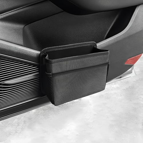 Xiuyer Poubelle de voiture, porte latérale de voiture, accessoire pliable, accessoires intérieurs, boîte de rangement suspendue, accessoires (noir)