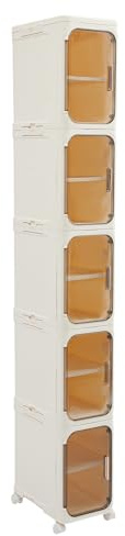Dokiiovo Schmaler Badezimmerschrank mit Rollen, 5 Ebenen Badezimmer Organizer mit Klaren Türen, Hoher Badezimmerschrank für Toilettenpapier, Shampoo, Badaccessoires, 21x34x157cm