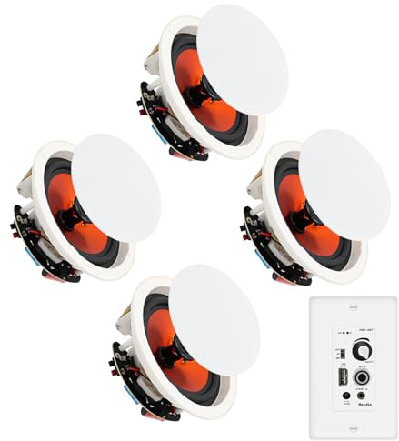 Herdio 8 inch Ceiling Speakers with in Wall Amplifier kit (2 Pairs)