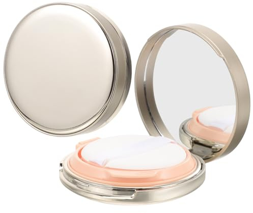 Zerodeko Nachfüllbare Tragbare Puderdose mit Puderquaste Spiegel und 2 Stück Leichte Abs Pp Make Up Aufbewahrung für Unterwegs und Alltag
