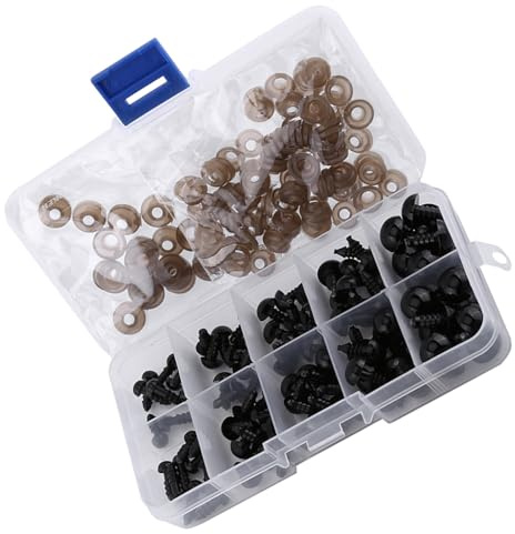 Teddybär-Spielzeug Augen Set, 100 Stück Kunststoffaugen 6 bis 12 mm für