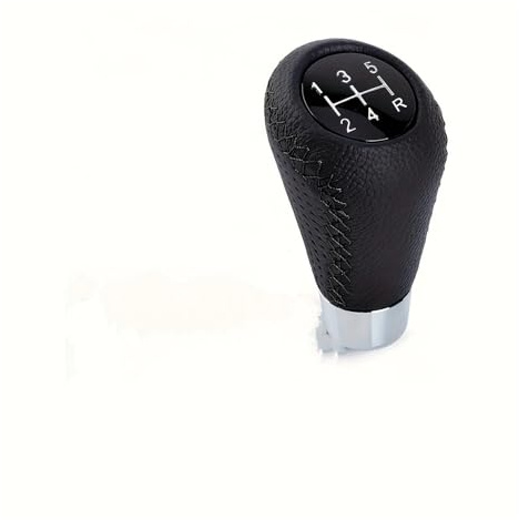 Schaltknauf Universal 5-Gang-Schaltgetriebe Leder Red Stitch Schaltknauf Auto Stick Knob Hebel Getriebe M8 M10 M12(Schwarz)