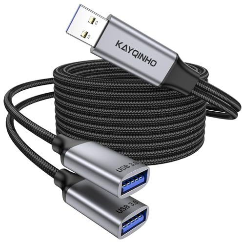 KAYQINHO USB 3.0 Y Splitter Cable, 2M USB 3.0 Type A Male to Dual USB Female 1 to 2 Y Splitter Sync Data Charger Cable Cord for Mac, Xbox, Laptop, Tablet, Smartphone