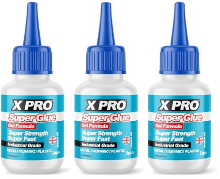 X Pro Super Glue | Pack of 3 | All Purpose Super Glue Gel 20g, Industrial Grade, UK Made X Pro