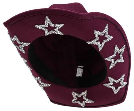 Chapeau de cowboy pour femme - Chapeau de cowboy western pour hommes et femmes avec 8 strass scintillants - Chapeau de fête élégant avec strass - Accessoire durable et tendance