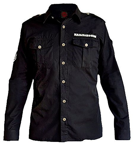 Rammstein Herren Hemd mit langem Arm, Offizielles Band Merchandise Fan Shirt schwarz (XL, Schwarz)