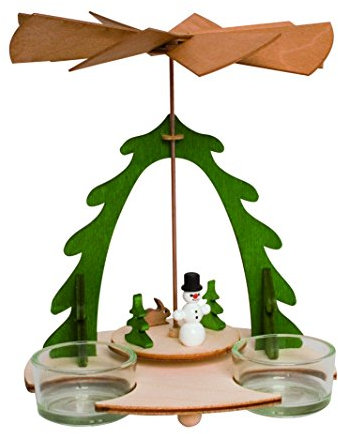 Pinnacle Peak Trading Company Do it Yourself Christmas Pyramid with Snowman and Bunny Wooden German Kit New