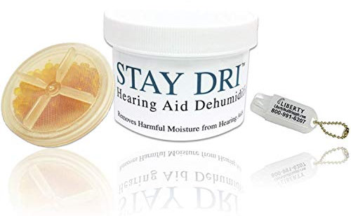 STAY DRI Hearing Aid Dehumidifier - Includes FREE Liberty Keychain Hearing Aid Battery Holder