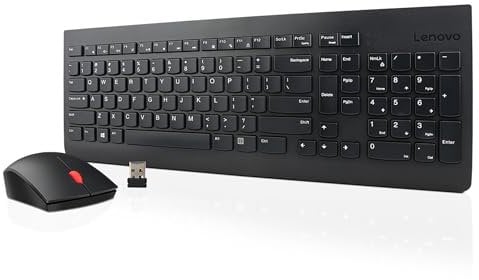Lenovo 510 Wireless Keyboard & Mouse Combo, 2.4 GHz Nano USB Receiver, Full Size, Island Key Design, Left or Right Hand, 1200 DPI Optical Mouse, GX30N81775, Black