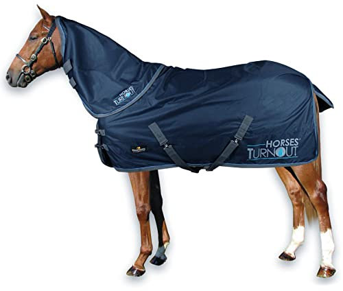 Horses, Pferdekoppeldecke Turnout, Wasserdicht, mit Abnehmbarem Nackenschutz, Widerstandsfähig, mit Kreuzgurten, 120 cm