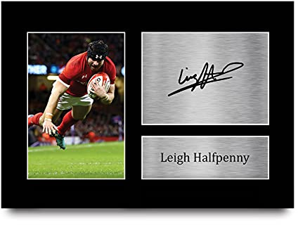 HWC Trading Gedrucktes Autogramm von Leigh Halfpenny, A4, Motiv: Wales Rugby Union, Geschenk, Foto, Bild