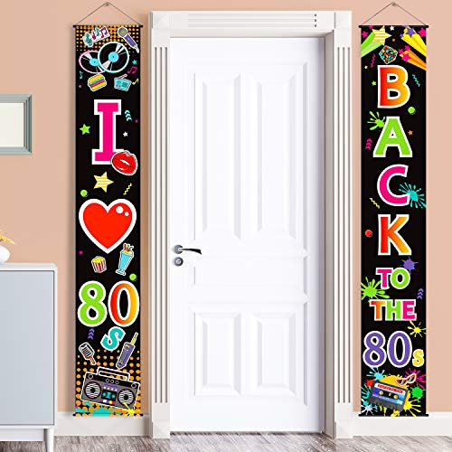 Blulu 70's Party Scene Setters Wall Decorating Kit Disco Porch Sign Retro Banner Door Sign for 1970s Theme Party Boogie Rock Birthday Decoration(80 Years)