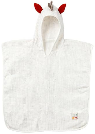 Fehn Badetuch Baby Zebra fehnNATUR - Musselin Badehandtuch Kinderponcho mit weicher Bio-Baumwolle - Babybadetuch mit Kapuze für Babys und Kleinkinder ab 12+ Monaten – Kapuzenhandtuch Maße 55 x 110 cm