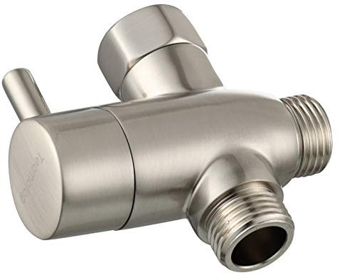 Tecmolog Umstellventil Dusche 3 Wege 1/2 Messing Absperrventil Dusche T Adapter für Handbrause Gebürstetes Nickel, DSF012NA
