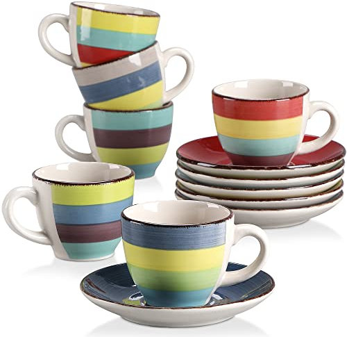 vancasso Cuenco de Cerámica para Ensalada, Cuencos de Desayuno, Cuenco de Fruta de Cerámica para 12 Personas, Cuencos de Aperitivo, Cuenco de Ramen Japonés de Terracota, Serie Vintage Bubble