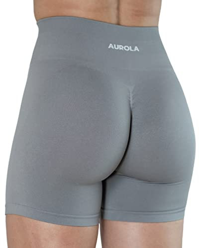 AUROLA Intensify Workout Shorts für Frauen Nahtlose Scrunch Short Fitnessstudio Yoga Laufen Sport Aktive Übung Fitness Shorts(XS,Gull Grey)