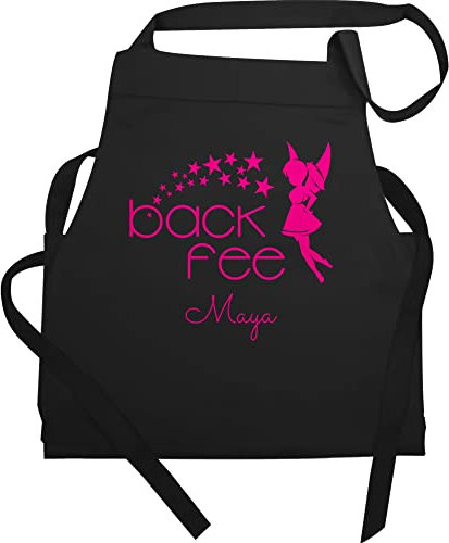 Schürze - Backschürze Damen Frauen - Back Fee Backfee I Geschenk Backen I Hobbybäckerin - 60x87 - Schwarz - personalised apron geschenke für hobbybäcker gift baking kochschürzen