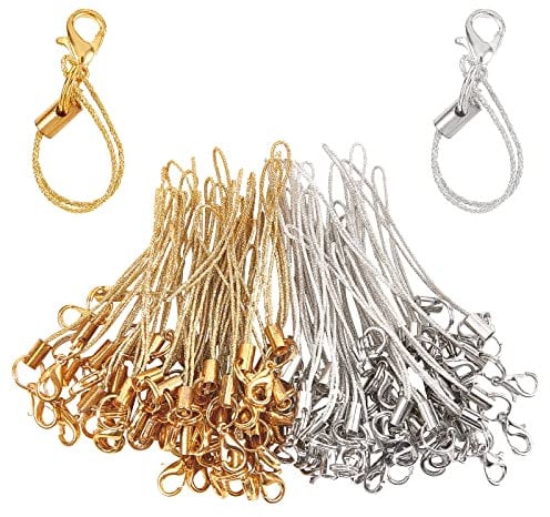 GORGECRAFT 100pcs 72MM Teléfono Llavero Correa Tono Split Ring Cords Colorido Poliéster Celular Charms Cordón Cuerda para Teléfono Móvil Lariat USB Drive DIY Decoraciones Suministros