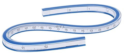 Flexibles Messlineal, doppelseitiges, flexibles Vinyl-Kurvenlineal für technisches Zeichnen, Kleidungsdesign und Vermessung (30 cm)