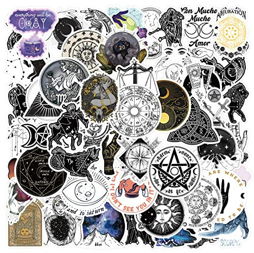 Giantree 50 Stück Graffiti Aufkleber Stickers, Okkulte Astrologie Aesthetic Sticker Set für Skateboard Laptop Auto Fahrrad Skin Decals Kreativität DIY Aufkleber für Erwachsene Teenager