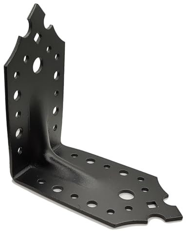 Pack of 4pcs Black Right Angle Brackets 90 Degree Decorative Metal Corner Brace Joint Heavy Duty Powder Coated Ornamental L Shaped Repair Steel Sheet Big Size: 115mm x 115mm x 95mm (4.5x4.5x3.7)