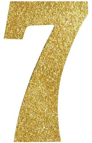 TONIFUL 8 Zoll Gold Glitter Nummer 7 Tisch Mittelstück 0-9 Gold Geburtstag Party Dekorationen, Gold Ziffer 7 für Geburtstag Dekoration, Graduierung, Brautdusche, Verlobung, Party Zubehör