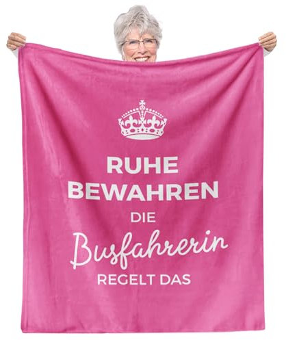 Facepot Busfahrerin Geschenk Kuscheldecke (130x150cm) - Geschenke für Kollegin zum Ruhestand, Jobwechsel, Renteneintritt oder Geburtstag - Ruhe bewahren, die Busfahrerin regelt das