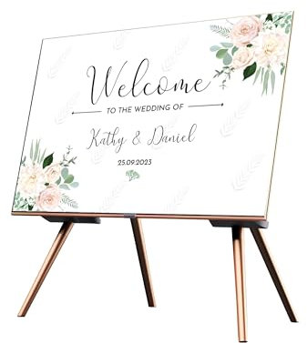 Personalised Floral Wedding Welcome Entrance Large Sign Board – Perfect for Couples Engagement, Reception Foam Board (A1)