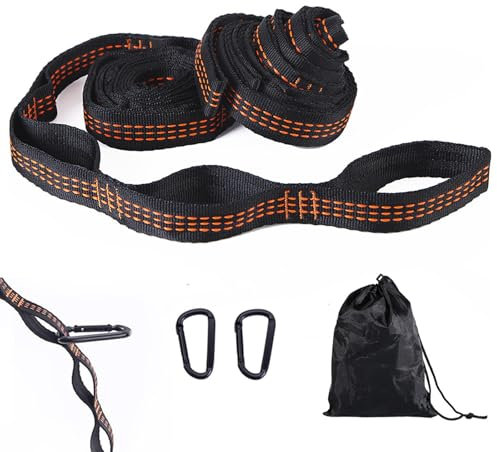ysister Sangle Hamac 2 Pièces Fixation Hamac avec 2 Mousquetons,avec Sac Transport Kit Fixation Hamac Corde Hamac Sangle Hamac Arbre Charge Max 200 kg Balançoire,Hamac,Camping,Fauteuil,Yoga
