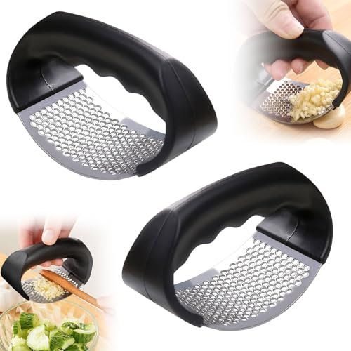 Ayizhiniu 2pcs Presse ail, Presse ail a Bascule, Presse ail Inox, Coupe ail à Bascule, Applicable à Presser, Couper ail Une Bonne Aide dans la Cuisine (A)