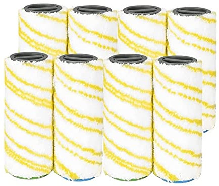 KGNGBEM Angebote 8-teiliger Ersatz。Kompatibel mit Kärcher FC Multi-Surface-Walzen, kompatibel mit FC7 FC5 FC3 FC3D Hartbodenreinigern(Yellow White)