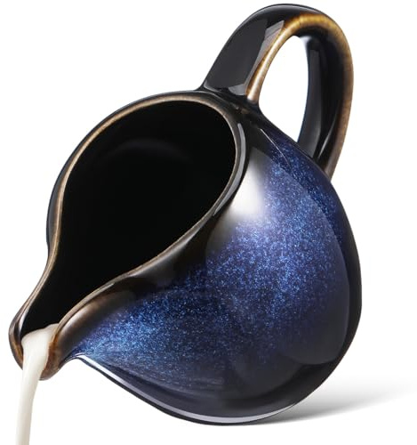 SHINEOFI Ceramic Coffee Milk Pitcher with Handle, Mini Porcelain Creamer Jug for Household and Café Use, for Serving Cream and Milk at Tea Time