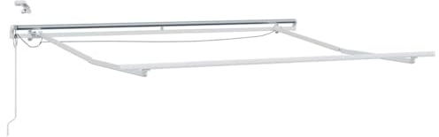 vidaXL Cadre d'auvent Blanc 350 x 250 cm Aluminium, Structure en Aluminium pour abri extérieur, Cadre Moderne de pergola, Couverture Durable avec auvent rétractable