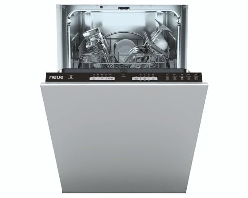 Neue NDIH1L949 45cm wide, 9 Place Settings, 5 Programmes, LED Control, Start Delay 3-6-9hr, Slimline Built in Fully Integrated Dishwasher (Height xWidth x Depth cm)- 81.6x44.8x55.9-1 Year Warranty