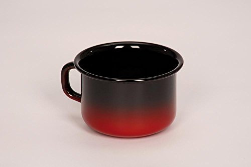 Riess, 0299-020, Schale hoch, Kaffeeschale 10, Kaffeebecher, CLASSIC - SPEZIALARTIKEL, Durchmesser 10 cm, Höhe 7,4 cm, Inhalt 0,4 Liter, Emaille, schwarz/rot, Induktion