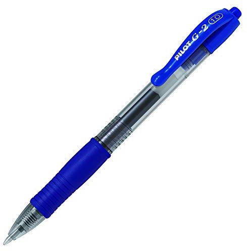 Pilot 14699 G2 10 Kugelschreiber Schreiben Breite Tinte Gel einziehbar wiederaufladbar Körper Transparent Grip Gummi 0,6 mm blau