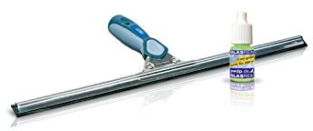 Profi-Fensterabzieher (45cm) von LEWI - Fensterwischer für kleine Fenster & Ecken - streifenfreies Ergebnis, ergonomischer Griff, Edelstahlschiene & Gummilippe - inkl. Gratisprobe Glasreiniger