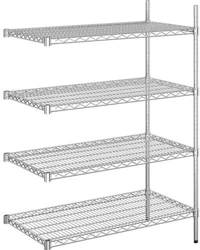kaiserkraft | Stahldraht-Gitterregal | verchromt | Fachlast 150 kg | BxT 910 x 610 mm | Anbauregal | Höhe 1370 mm | 4 Fachböden